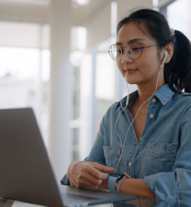 Student sitting at laptop