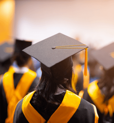 Students at their graduating ceremony