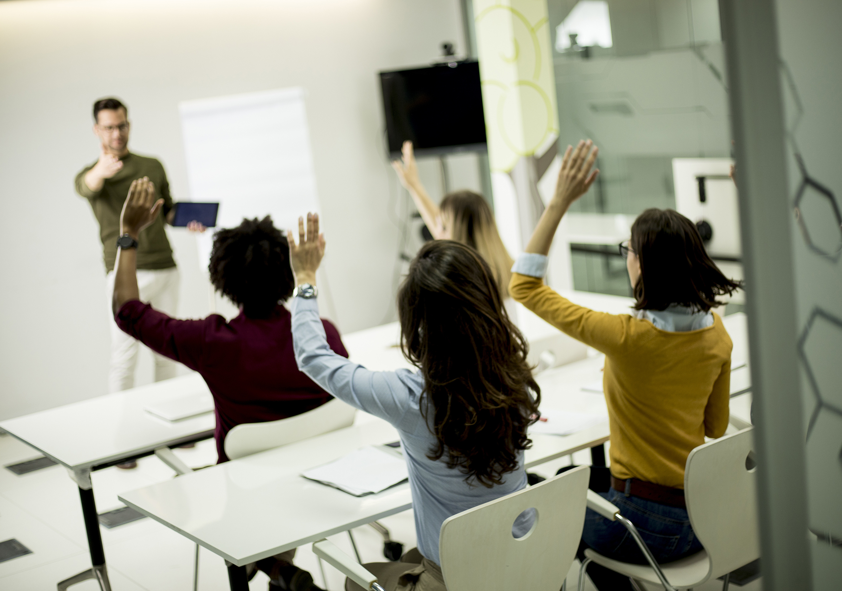 Lecturer teaching in class