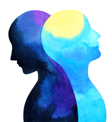 bipolar disorder mind mental health connection watercolor painting illustration hand drawing design symbol